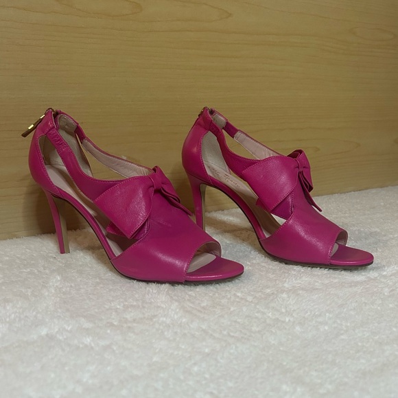 Kate Spade Imelda Zip Back Pink Fuschia Bow High Heels Size 6 - Picture 6 of 15